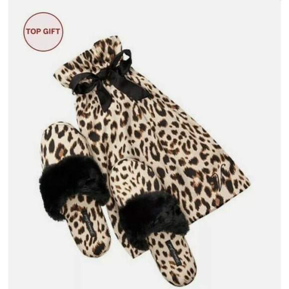 Victoria secret satin slippers size Small 5/6 leopard print NWT - Picture 2 of 7
